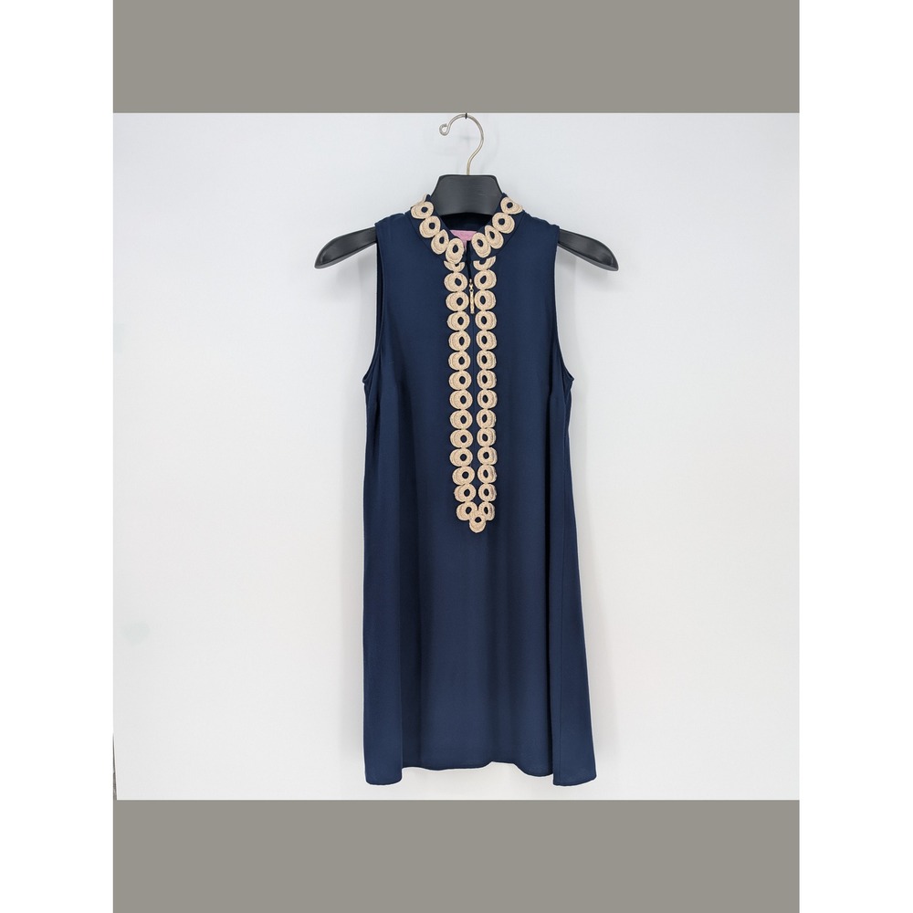 Lilly Pulitzer Jane Navy Gold Trim Shift Dress 2